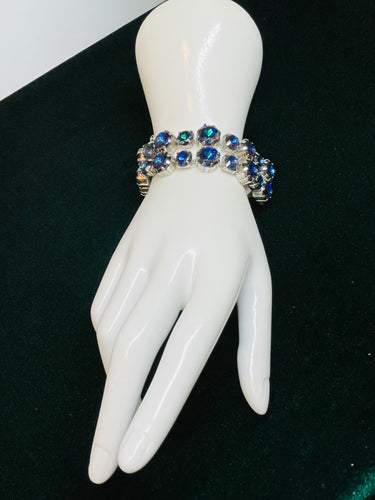 Blue AB Double Row Rhinestone Bracelet